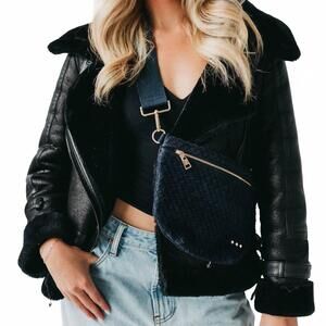 NEW PRETTY SIMPLE women's westlyn woven bum bag in black